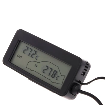 Mini Car Digital Display LCD Interioară în aer liber Termometru 12V Vehicule 1,5 m Cablu Senzor