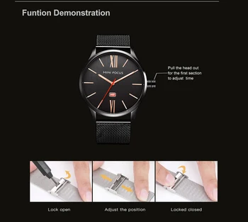 MINI FOCUS 2017 Noua Moda Simplu Serie Completă de Ceas din Oțel Bărbați de 30 de Metri rezistent la apa cel Mai bun Casual Barbati Ceasuri reloj masculino
