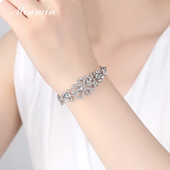 Minmin Design Clasic Brățară de Argint Culoare Cristal Link-ul de Mireasa Bratari pentru Femei de Moda Brățări Accesorii de Nunta SL023