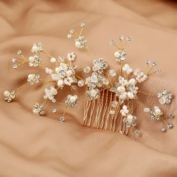 Mireasa Accesorii de Par handmade Nunta bijuterii de păr Petrecere de cristal Mireasa Înstelat Pieptene de Par Stras pearl Tiara