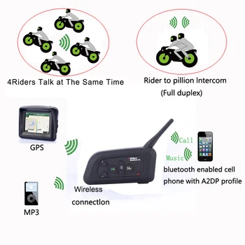 Moale Cască! 1 buc V4 BT Interfon Cască fără Fir Bluetooth Intercom set de Căști pentru 4 Piloti 1200m cu Radio FM