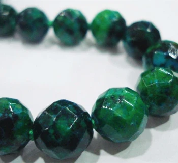 Moda 10mm verde azurit fațete margele rotunde de piatră semi-prețioasă strand lanț colier de vânzare fierbinte bijuterii elegante 18inch MY4153