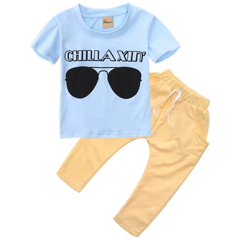Moda 2 buc Nou-născut jocuri pentru Copii Baieti Fete Trusouri T-shirt, Blaturi+Pantaloni Set Haine Baieti haine de Vară