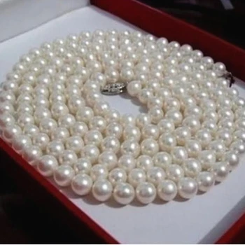 Moda 6-7mm alb natural de apă dulce colier de perle de cultură rotund margele lanț lung pentru femei haine de petrecere cadouri 48inchMY4575