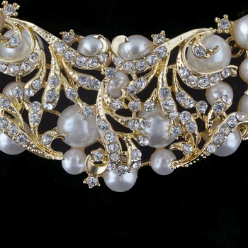 Moda coreea Colier de Perle Cercei de Mireasa Seturi de Bijuterii Mirese Placat cu Aur cercei set Nunta Rochie de Bal Accesorii