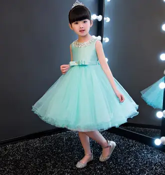 Moda Formale Nou-Născut Albastru Rochie De Mireasa Fetita Model De Arc Pentru Copil 1 Ani Petrecerea De Botez, Rochie Haine