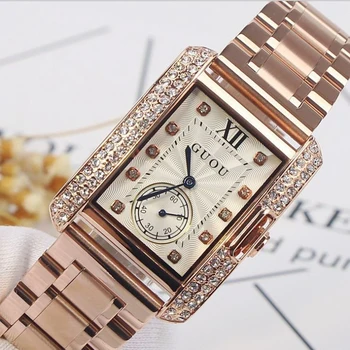 Moda GUOU Femei Ceasuri de Lux Doamnelor Ceas de Ceas cu Diamante de Aur a Crescut Brățară de Femei Ceasuri Ceas relogio feminino saat