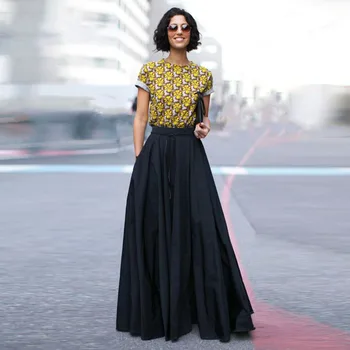Moda High Street Fuste Lungi Pentru Femei Elegante Etaj Lungime Negru Fusta Maxi 2017 Saias Falda Personalizate Orice Dimensiune Culoare Gratuit