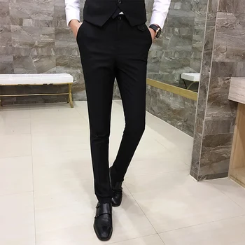 Moda pentru Bărbați Pantaloni Casual, de Bună Calitate, Oameni de Afaceri Culoare Pură Pantaloni