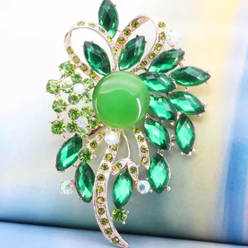 Moda Verde Brosa Buchet Ace diy Cadouri de Nunta Broșe Cristal Șirag de mărgele de Sticlă de luare de Bijuterii de Design, Bijuterii de luare 84x56mm