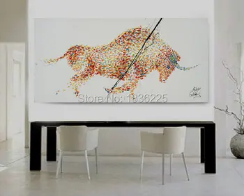 Modern abstract taur picturi in ulei pe panza pop art animale running bull arta pop poze de perete pentru camera de zi decor acasă