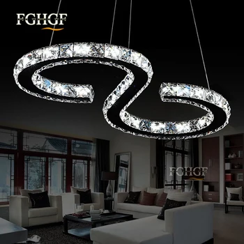 Modern Chrome Candelabru de Cristal de Lumină Inel cu Diamant Lampă cu LED din Otel Inoxidabil Agățat Corpuri de iluminat Reglabil Lustru