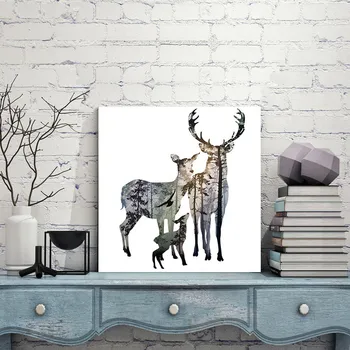 Moderne de Animale Siluetă Cerbi Panza Imprimate Tablou Modern Abstract Pădure AnimaL Sălbatic Arta de Perete pentru Decor Acasă Cadou de Nunta