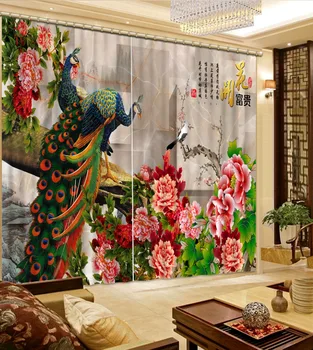 Moderne personalizate chineză 3d perdele Inflorire păun fereastra 3d cortina living ușa de la bucătărie perdele divizor de cameră