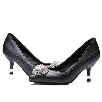MORAZORA femei pompe subliniat toe superficial pantofi cu tocuri de dimensiuni mari 34-47 pantofi de partid stras patru sezoane singur pantofi
