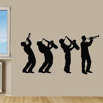 Muzician Autocolante De Perete Music Group Design De Artă Băieții Să Cânte La Saxofon Decalcomanii De Perete Decor Camera De Zi
