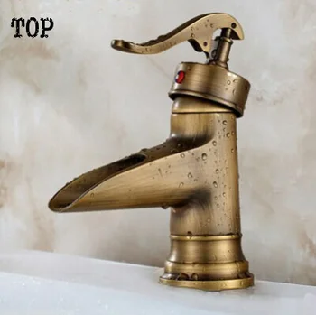 Mâner unic sigle gaura antic bazine de baie robinet de bronz alamă mixer apa de la robinet Bronz cascada lavoar baie