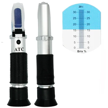 Mână a avut Loc Optice Refractometru 0-32% Brix Pentru Zahăr Bere Brix de Testare ATC Zahăr de Fructe Metru 40%off