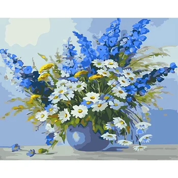 Naturale Albastru lavanda Imagine Tablou de Numere, Desen Digitale Jucării Kit, Arta de Perete Decor Acasă panza pictura DY376
