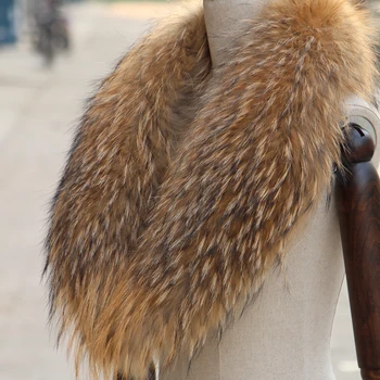 Naturală de raton guler de blană haină de blană pentru femei pulover gât eșarfe guler de blană de raton