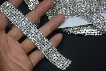 Nava gratuit!6rows foarte aproape diamante stras tort banding aplicatiile trim nunta de cristal lanț decorativ 18mm lățime 1yard/lot