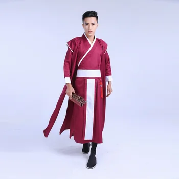 Național Roșu Hanfu Costum pentru Bărbați Tradiționale Dinastiei Tang Îmbrăcăminte pentru Scenă de Cosplay de dansuri Populare Costum