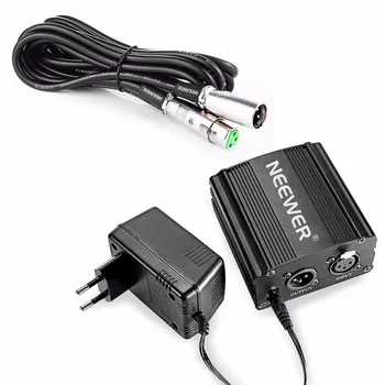 Neewer 1 - Canal de alimentare de 48V Phantom Power Supply Negru Un Adaptor XLR Cablu Audio pentru Microfon cu Condensator Muzica Echipament de Înregistrare