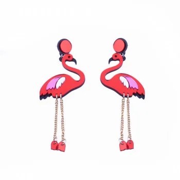 New Sosire Animale Drăguț Cercel Flamingo Stud Cercei pentru Femeile Păsări Colorate Forma Fata Petrecere de Ziua Lanț de Bijuterii Cadouri