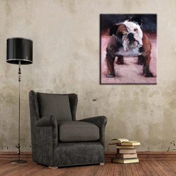 New Sosire Artist De Design De Înaltă Calitate, Camera De Zi De Decorare Perete Manual De Limba Engleză Bulldog Pictura In Ulei Pe Panza Animale De Artă