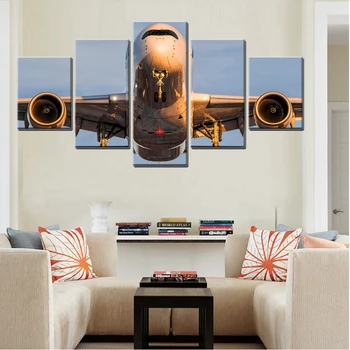 New Sosire Avion Imagini de Imprimare pe Panza Pictura in Ulei Moda Cadouri pentru Casa Decor de Perete de Artă Peisaj Fara rama 5PCS