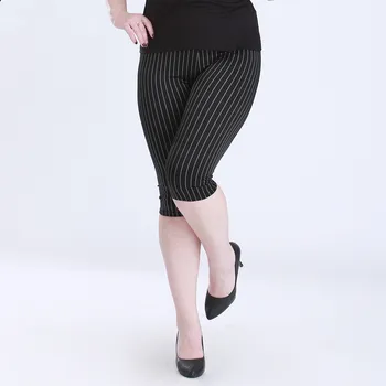 New Sosire stil de Vară de Înaltă Calitate, Super-elastic din Denim moale 5XL Plus dimensiune 125kg Dungi jambiere Genunchi-Lungime pantaloni femei