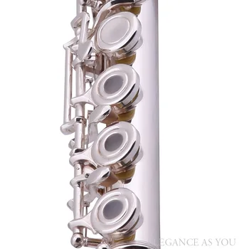 Nichel cupru 17 găuri plus E cheie de argint-placat cu flaut ton C open-hole,nichel avansate incepatori clasificare flaut romantic juca