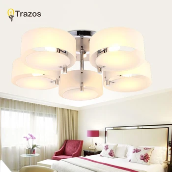 NOI 2017 Moderne Lumini Plafon moderne și la modă design sala de mese lampa de pendente de teto de cristal nuanta alb acrilic luciu