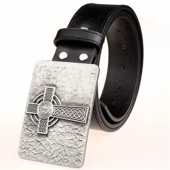 Noi curea din piele cataramă de metal pătrat nod Celtic model cruce țese curele tendință de punk rock curea decorative bărbați cadouri pentru femei