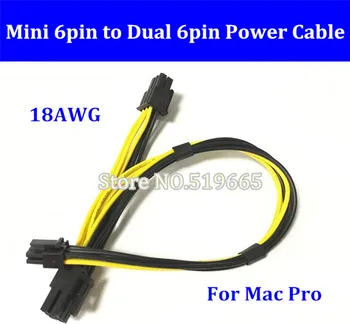 Noi DIY 18AWG mini 6PINI la Dual PCI-E 6 PIN GPU Cablul de Alimentare Cablu de Alimentare MINI-6PINI 27CM pentru MacPro Grafic placa Video