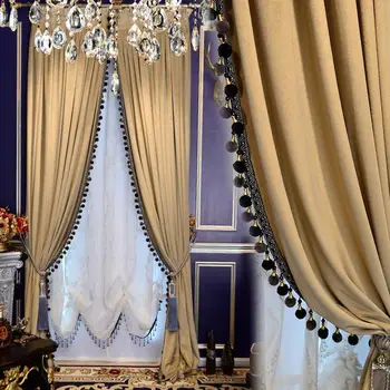 Noi opace groase solide Cortina de Catifea de Culoare Pură de Lux Europa stil Pentru Dormitor Negru DuBai de lux, Draperii Pentru Hotel