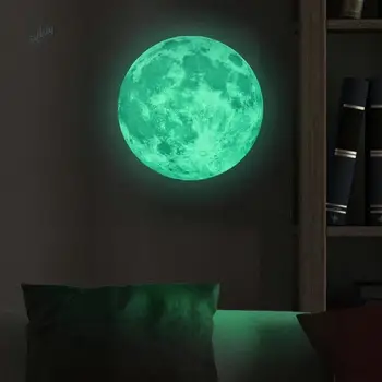 Noi Stralucitoare Luna Autocolante Glow În Întuneric Luna Pentru Camera Copiilor Autocolant 30cm x 30cm