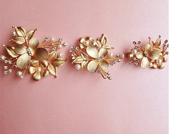 Noile bijuterii de mireasă bine pearl cioc clip de cristal de aur casamento trei piese de mireasa frizură accesorii de nunta vintage
