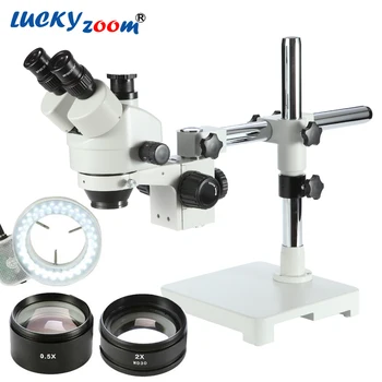 Noroc Zoom 3.5 X-90X Simul-Focus Single Boom Stand Microscop Stereo Trinocular 56 LED Inel de Iluminare Microscopio Lumina