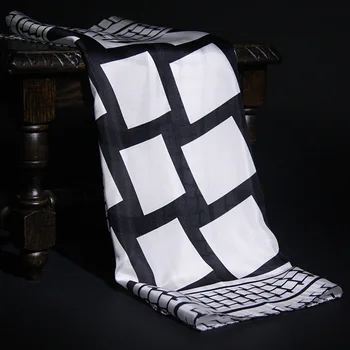 Nou eșarfă de mătase alb-negru carouri pătrat eșarfă de mătase offlice doamnă sac de decor esarfa femei gât decor împachetări calitate de top