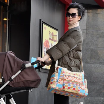 Nou stil Boem saci de scutec dungi multicolore maternitate mama cărucior sac mami geantă de mână de copil scutec baby saci