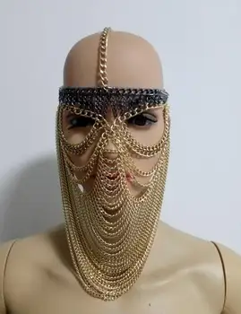 Nou Stil de Moda WRB950 Femei Fasciculului de Aur&Gri Lanțuri Straturi Mască de Cap Lanțuri de Bijuterii Cosplay Fata Lanțuri de Bijuterii 3 Culori