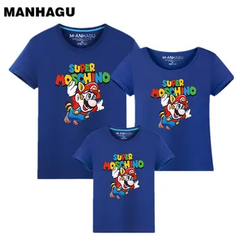 Noua Familie de T-shirt Mami Și cu Mine Hainele Mamei, Tatăl Copilului de Familie Bumbac Uite Maneci Scurte Super Mario familie haine de potrivire