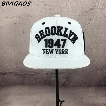 Noua Moda pentru Bărbați Snapbacks Sepci de Baseball Alb Negru 1947 BROOKLYN Litere Broderie Hip Hop Capace de Pălării de Soare Oase Pentru Barbati Femei