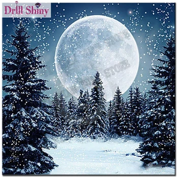 Noul 5D Diy mozaic piața diamant pictura peisaj, copac, iarnă, zăpadă luna stras complete de broderie cusatura cruce kit