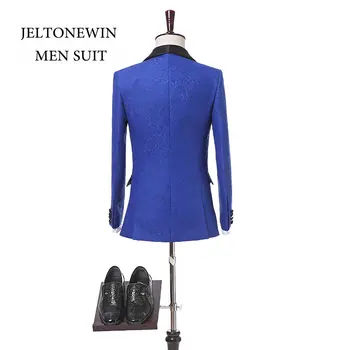 Noul Brand De Moda Albastru Regal Mirele Smoching Șal Rever Costume De Barbati 3 Piese Slim Fit Se Potriveste Pentru Rochia De Mireasa(Sacou+Vesta+Pantaloni+Arc)