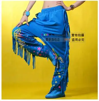 Noul brand de moda Fată Hiphop Pantaloni de dans purta pantaloni de trening mozaic ds feminin de performanță costume ciucure vrac pantaloni harem