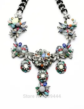 Noul Design Cald Vânzările De Bijuterii De Lux Elegant De Cristal De Sticlă De Mai Multe Culori De Flori Grele Hematit Coliere Pandantive