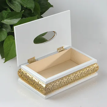 Noul pachet de înaltă calitate de argint, de aur Gol lemn cutie de hârtie de Argint placat cu prosop de hârtie cilindru Șervețel cutie de Aliaj de carton