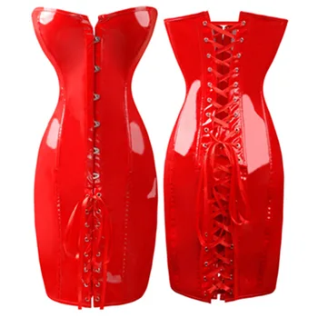 Noul PVC corset sexy piept de piele corsete si bustiere bustiera 6xl plus dimensiune oțel dezosată rochie corset dantela-up pu corsete